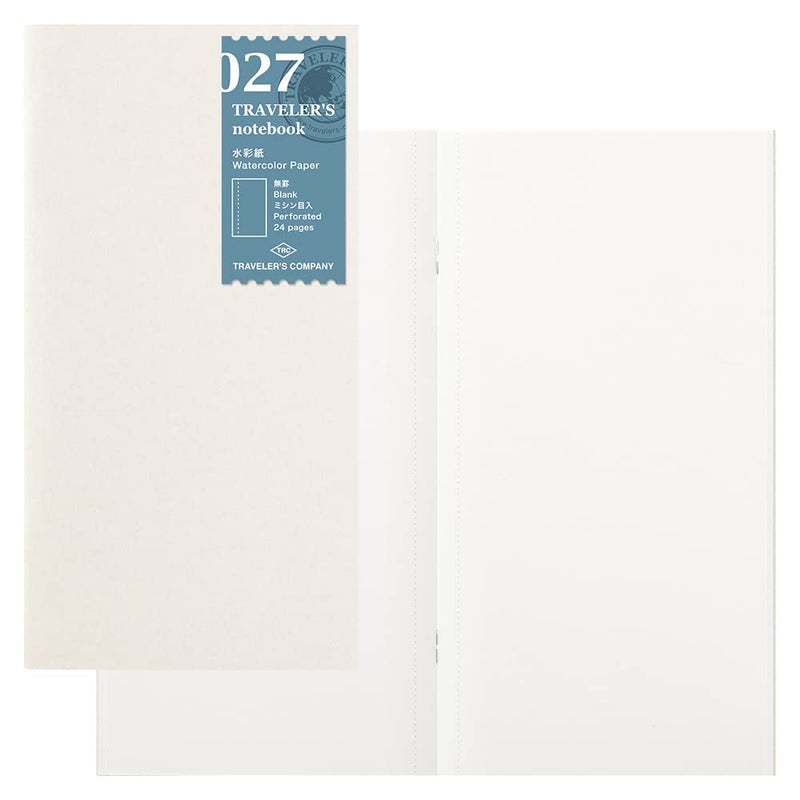Designphil Traveler's Notebook Refill, Watercolor Paper, 2-Pack, 8.3 x 4.3 inches, 24 Pages - Image 1